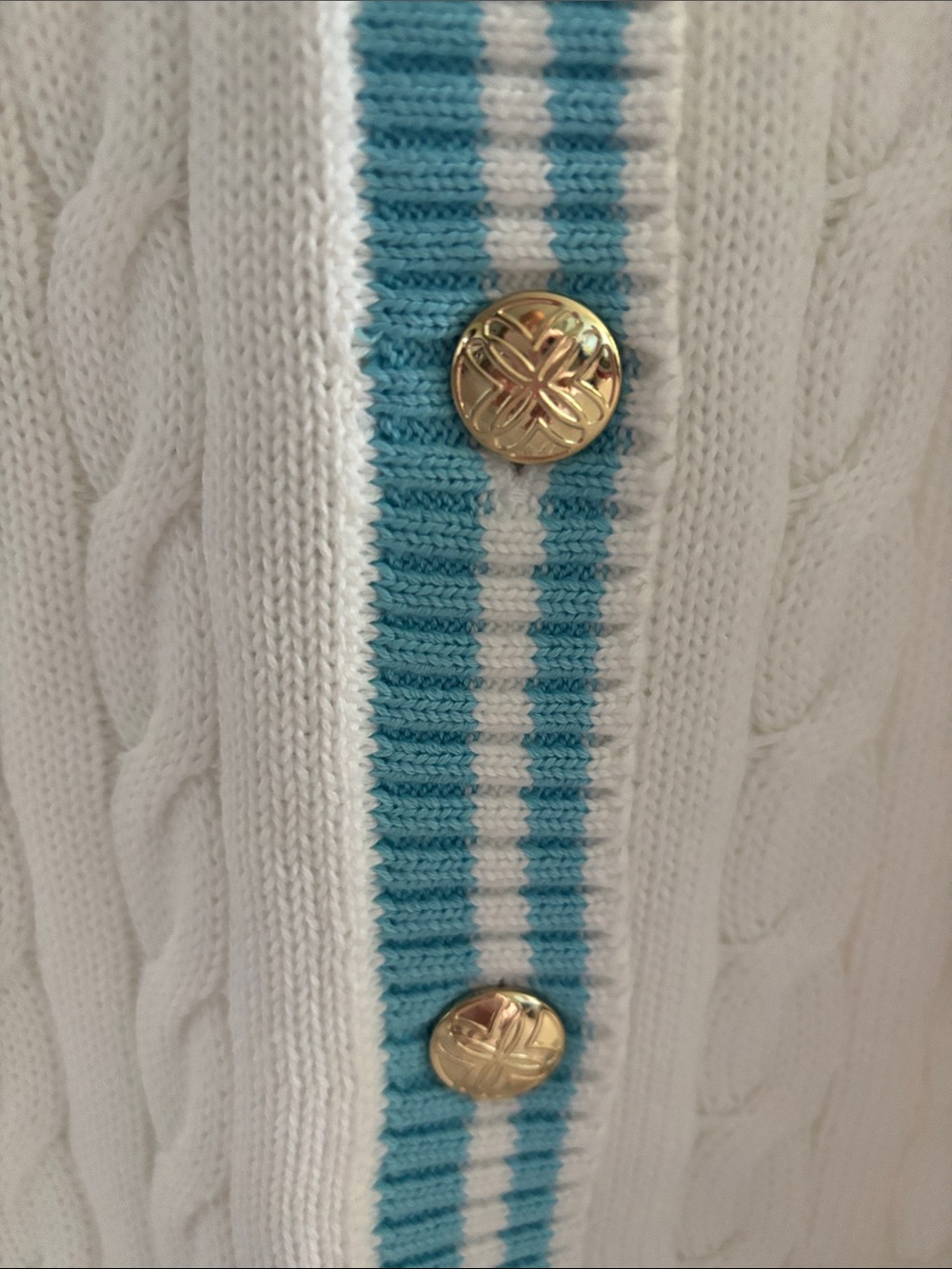 NWT Lilly Pulitzer Brockton Crew Neck Cardigan White & Blue Small - Picture 12 of 14